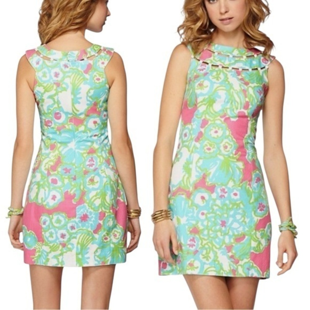 New ▶️ Lilly Pulitzer ◀️ Lindy PB Pink A Delicacy Beaded Neck Shift Size 12